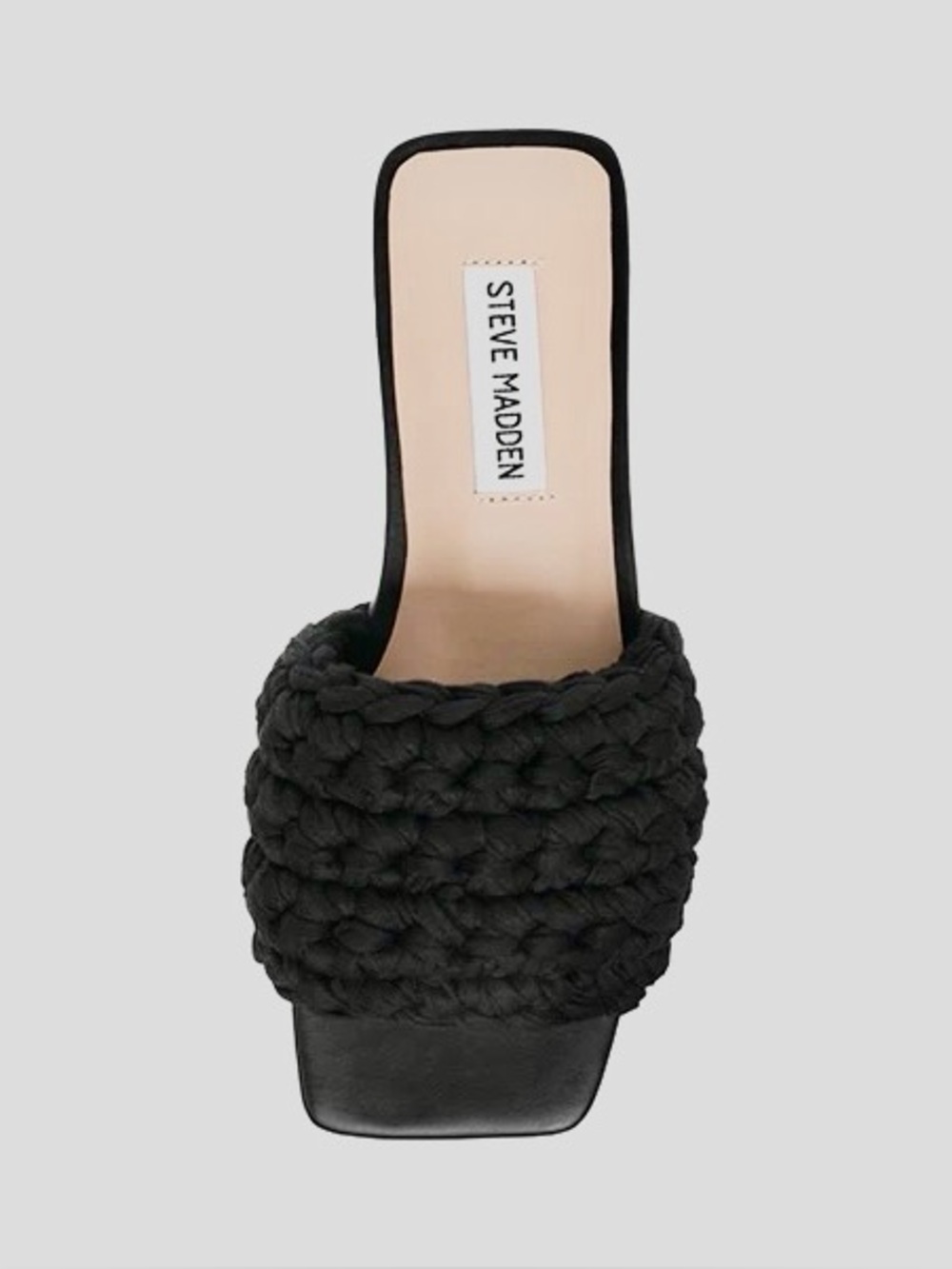 Steve Madden Black Braided Square-Toe Slide Sandals